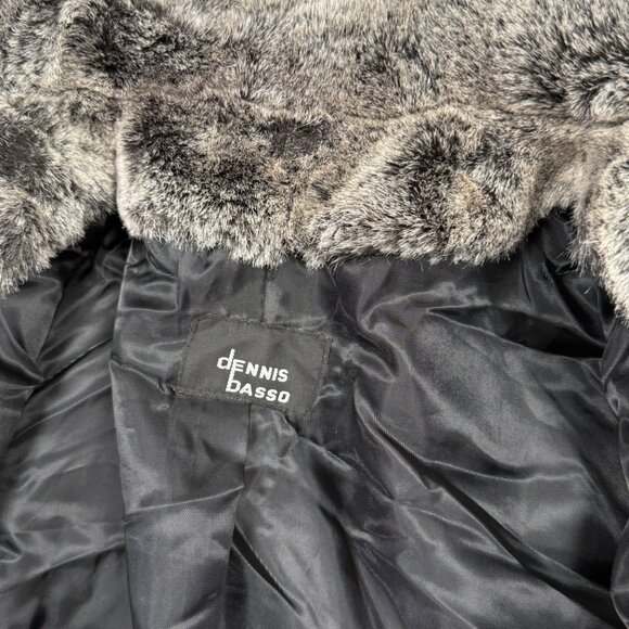 Vintage Dennis Basso Faux Fur Coat Gray Button Front Long Sleeve USA Size S - Picture 10 of 11